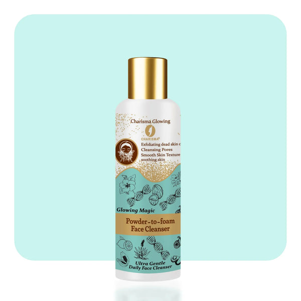 Charisma Powder to Foam Cleanser – water-activated powder transforming into foam for deep facial cleansing.