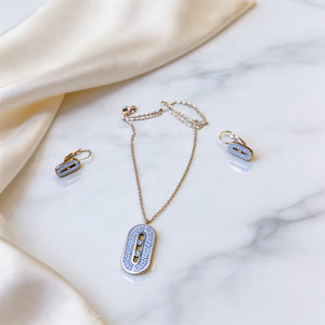 Oval Jewelry locket set + Earings