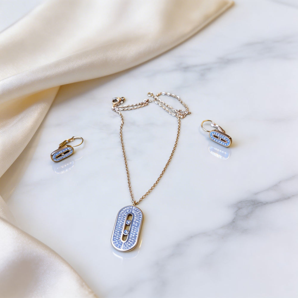 Oval Jewelry locket set + Earings