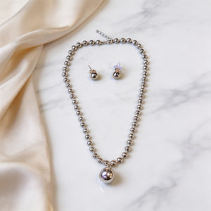 Golden  Globe Necklace + Earrings