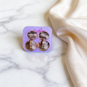 Metal Round Earrings 2 Pairs