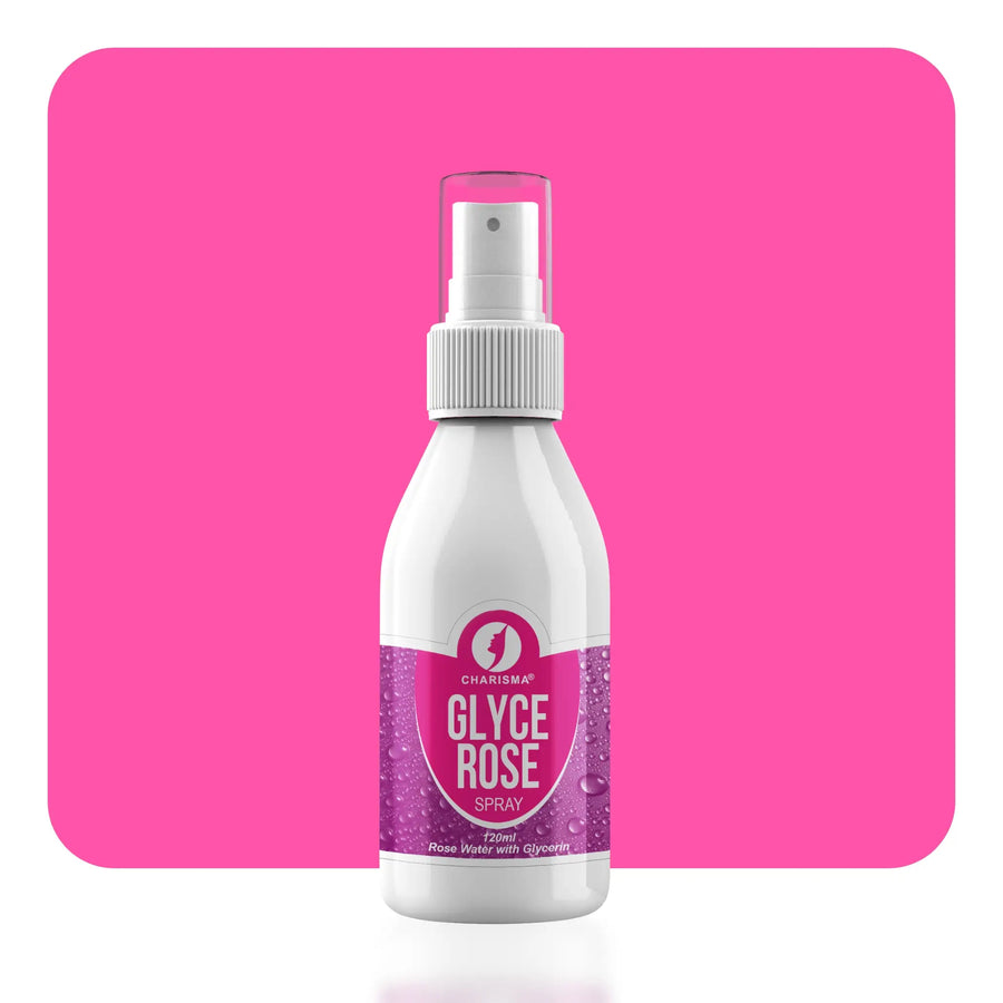 Charisma Glyce Rose Spray – glycerin and rose water blend for skin nourishment and glow.